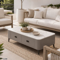 Mesa de centro piedra blanco base gris  120cm* 60cm* 36cm