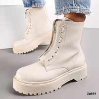 Botin beige cierre frontal suela 4cm  RQ-28  C-59