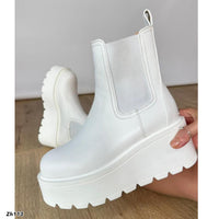 Botin blanco detalle resorte plataforma 7cm  255-027