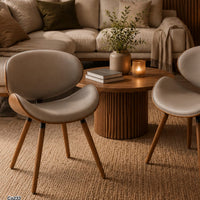 Silla base de madera y asiento gris en policuero  73.5cm* 50cm* 49cm
