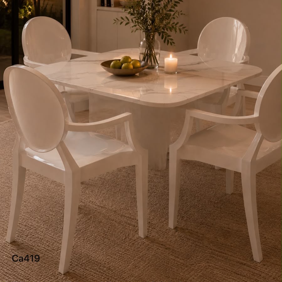 Comedor cuadrado blanco piedra sintetizada 80cm* 80cm* 75cm