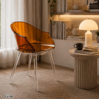 Silla naranja transparente en Plástico policarbonado  36cm* 32cm* 44cm