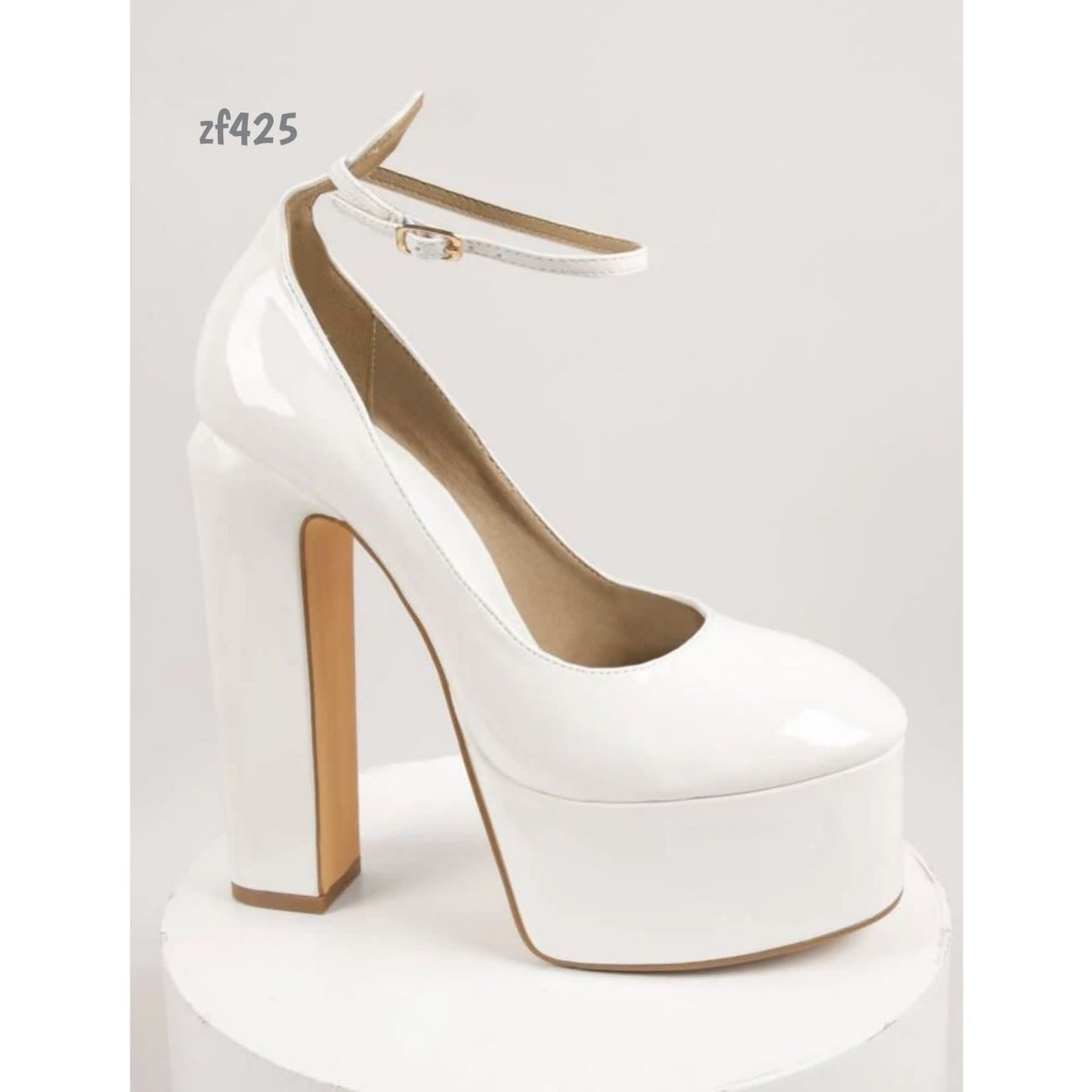Tacon blanco 13cm plataforma 4cm   X8262  C6