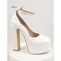 Tacon blanco 13cm plataforma 4cm   X8262  C6