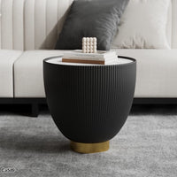 Mesa de policuero mediana gris piedra blanco  45cm* 45cm