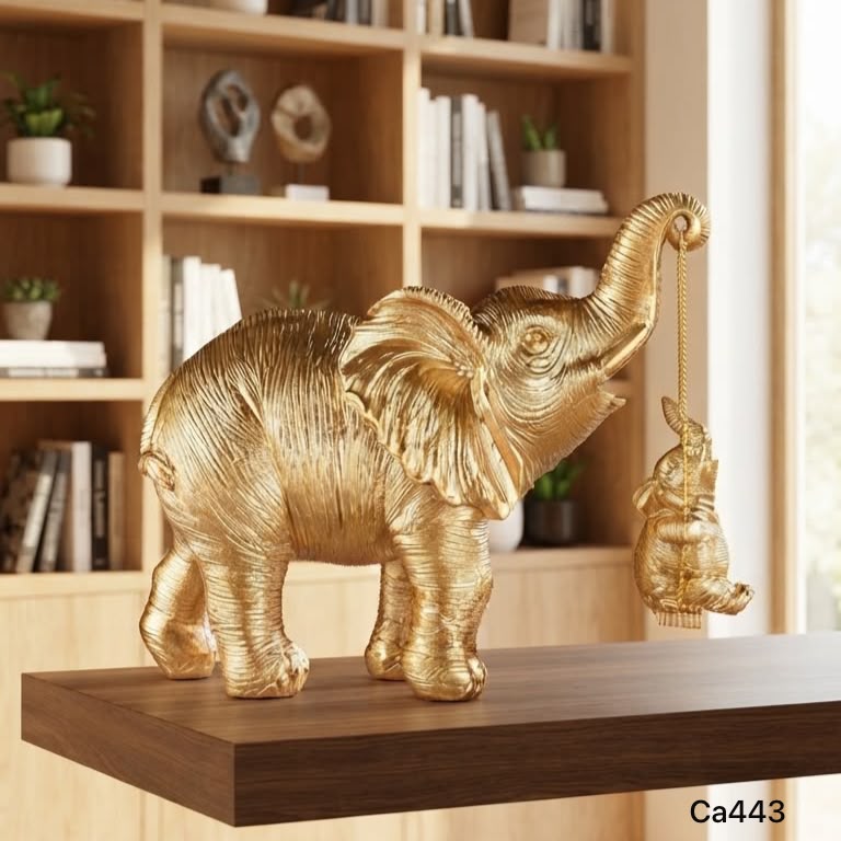 Articulo decorativo elefantes dorado cuerda 16cm* 8cm* 14,5cm