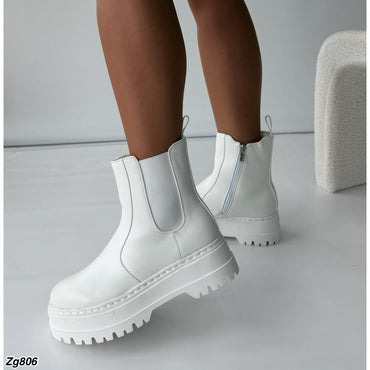 Botin blanco resorte suela 5cm  IS14-015