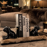 Set dos cuña libros perros bull dog negro 14cm* 11cm* 25cm