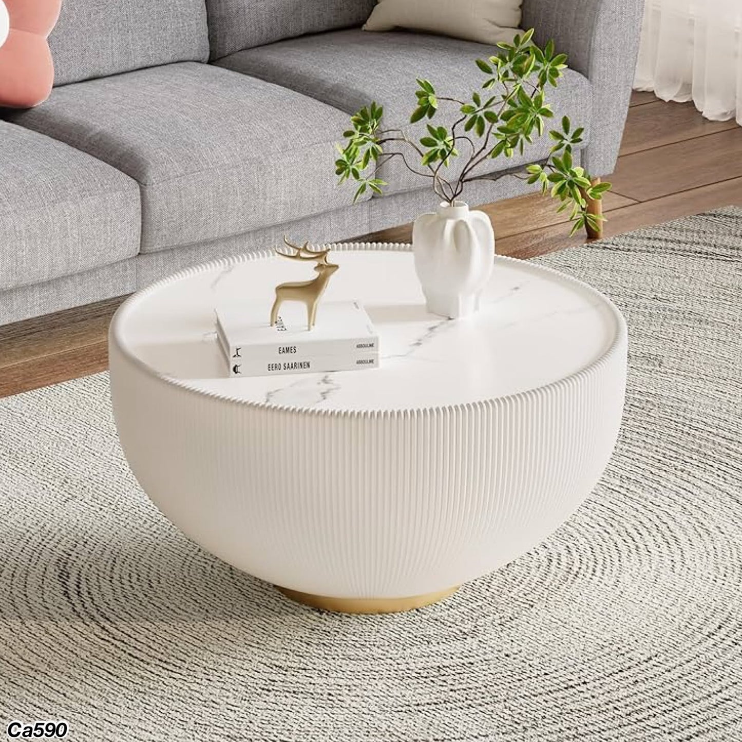 Mesa de policuero grande beige piedra blanco  70cm* 36cm