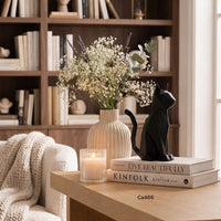 Articulo decorativo gato blanco detalles negro  16cm* 18cm
