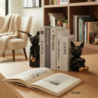 Set dos apoya libros perros negro detalle dorado 11,5cm* 12cm* 24cm - 9,5cm* 15cm* 17,8cm