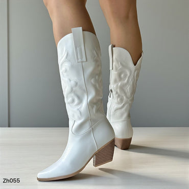 Bota texana blanco tacon 7cm   255-036
