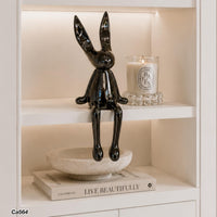 Articulo decorativo conejo plateado oscuro grande  14cm* 12cm* 36cm