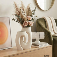 Set dos jarrones union blanco ceramica 13,5cm* 8cm* 21cm - 12cm* 11cm* 17cm