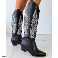 Bota texana negro detalles blanco tacon 6cm  HX3168-C1773