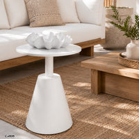 Mesa auxiliar beige aluminio base cono  52cm* 52cm* 58cm