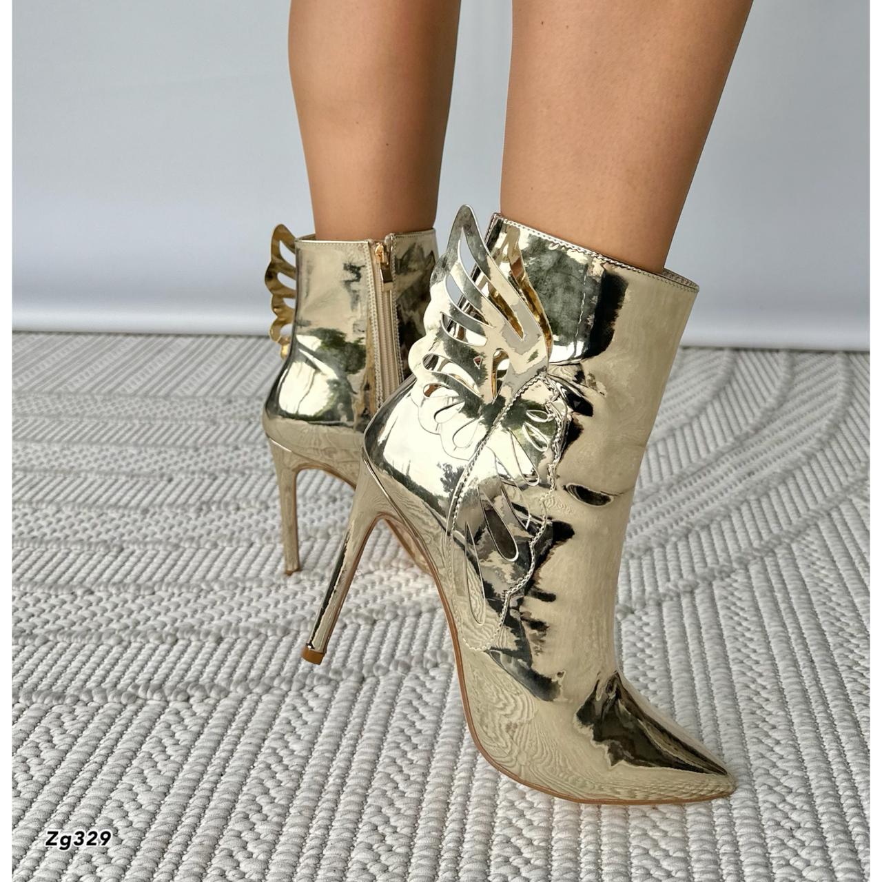Botin dorado detalle ala tacon puntilla 10cm  X8319   C-41