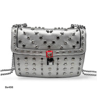 Bolso plateado apliques y cadena plateado   24cm* 9cm* 18cm   C - 23196-A