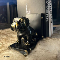 Set dos cuña libros perros bull dog negro 14cm* 11cm* 25cm