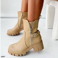 Botin beige cierres tacon 5cm  DH78-7  C22