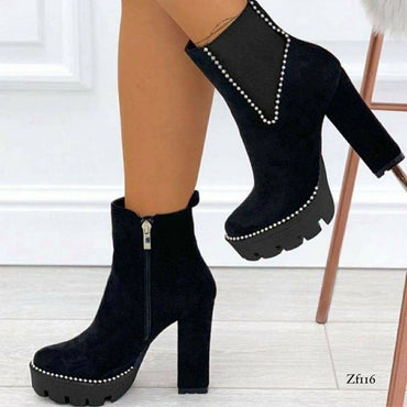 Botin negro apliques plateados tacon 12cm  18801-2   C26