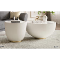 Mesa de policuero mediana beige piedra blanco  45cm* 45cm