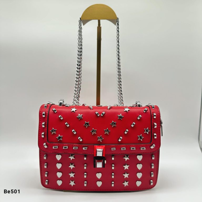 Bolso rojo apliques y cadena plateado   24cm* 9cm* 18cm   C - 23196-A