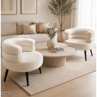 Silla poltrona boucle blanco patas negro  62cm* 52cm* 70cm