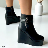 Botin negro detalle plateado plataforma 12cm   HX3282-C1667
