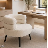 Silla poltrona boucle blanco patas negro  62cm* 52cm* 70cm