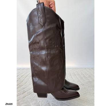Bota texana café doblez tacon 7cm  HX3170-C1451