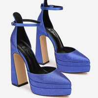 Tacon azul apliques brillantes plataforma 4cm tacon 14cm  LD-1167   C2