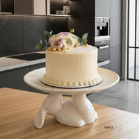 Articulo decorativo conejo blanco ceramica bandeja   20.5cm