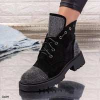 Botin negro apliques plateado brillantes tacon 4cm  A9529  C-13