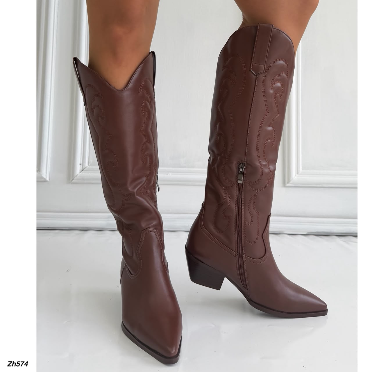 Bota texana café tacon 6cm   HX3325-B0219