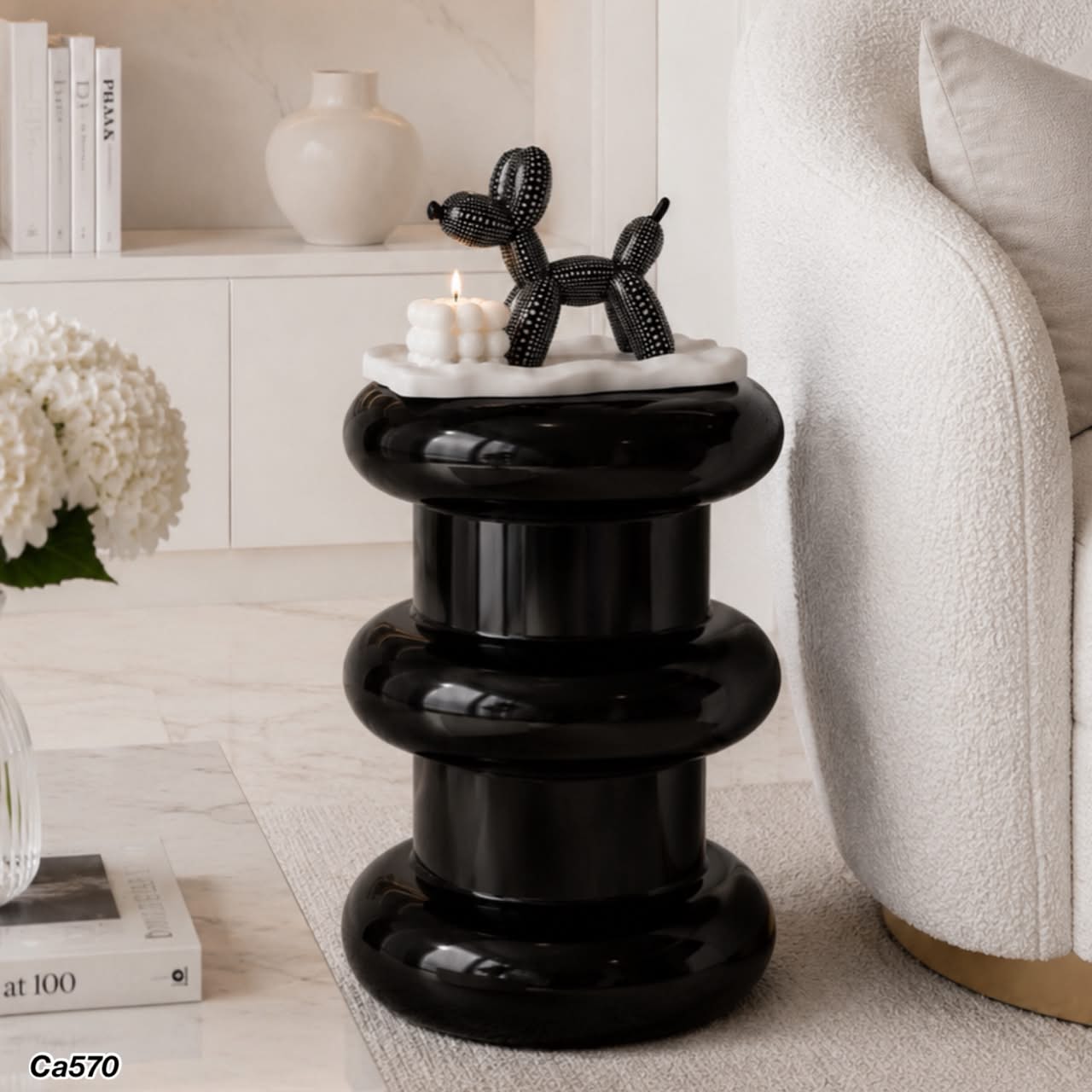 Mesa auxiliar negro tubular  35cm* 35cm* 47cm