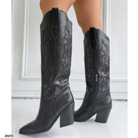 Bota texana negro apliques brillante tacon 9cm   HX3371-C1805