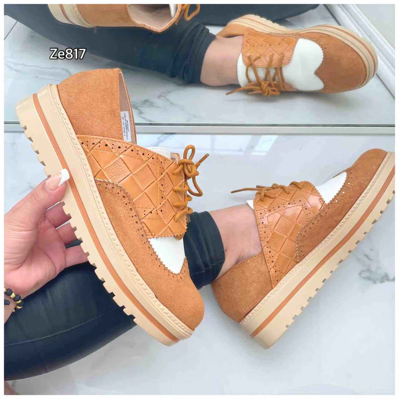 Zapato café textura suela 3cm N20-659  C8