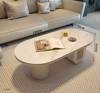 Mesa de centro piedra blanco base metal blanco  120cm* 60cm* 40cm