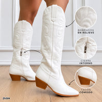 Bota texana blanco tacon 6cm   HX3325-B0196