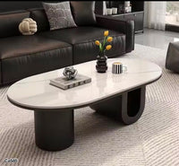 Mesa de centro piedra blanco base metal negro  120cm* 60cm* 40cm
