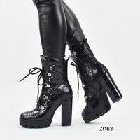 Botin negro textura tacon 12cm   LA-185   C36