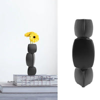 Florero negro modular ceramica mediano  21cm* 4cm