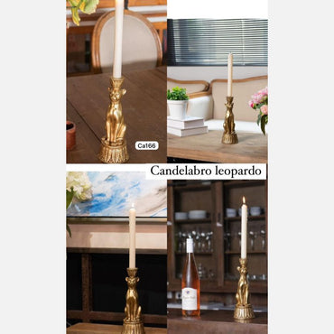 Candelabro leopardo dorado
