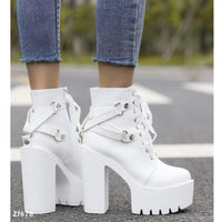 Botin blanco correas plataforma 4cm tacon 13cm  1191-3  C-4