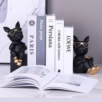 Set dos apoya libros perros negro detalle dorado 11,5cm* 12cm* 24cm - 9,5cm* 15cm* 17,8cm