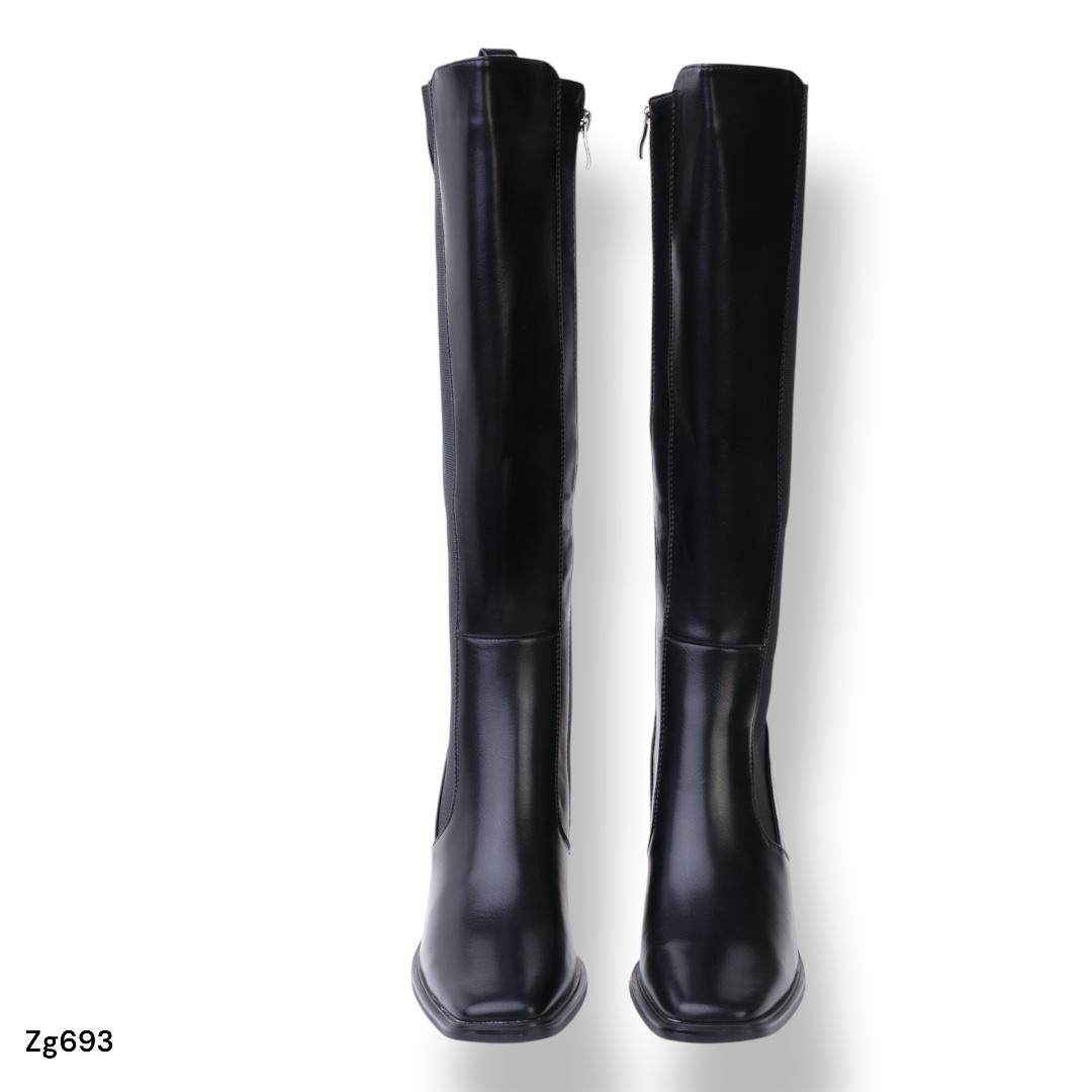 Bota caña alta negro detalle resorte tacon 8cm  C-215  C-94