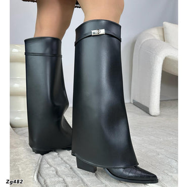 Bota texana textura negro    tacon 6cm  BT06#  C-1