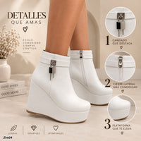 Botin blanco detalle plateado plataforma 11cm  HX3282-C1667