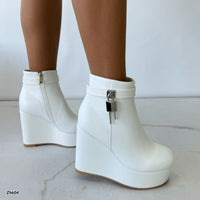 Botin blanco detalle plateado plataforma 11cm  HX3282-C1667